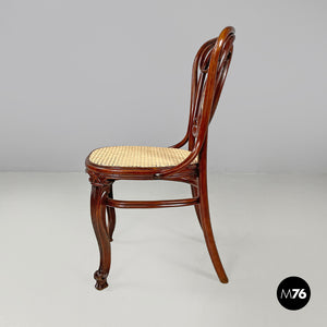 Wood and Vienna straw chairs with curl details, early 1900s