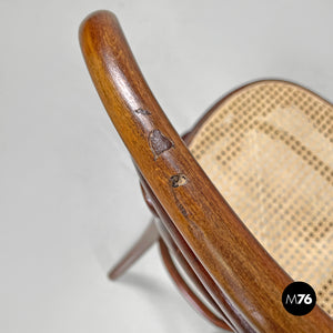 Wood and Vienna straw chairs with curl details, early 1900s