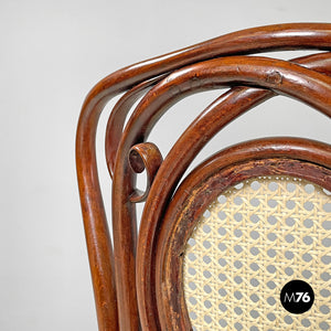 Wood and Vienna straw chairs with curl details, early 1900s