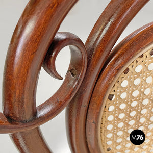 Wood and Vienna straw chairs with curl details, early 1900s