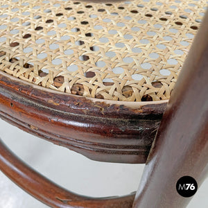 Wood and Vienna straw chairs with curl details, early 1900s