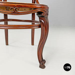 Wood and Vienna straw chairs with curl details, early 1900s