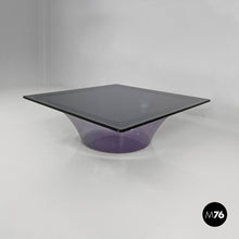 Load image into Gallery viewer, Coffee table in purple plexiglass and smoked glass, 1970s
