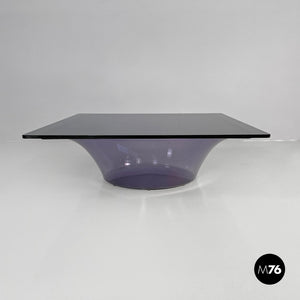 Coffee table in purple plexiglass and smoked glass, 1970s