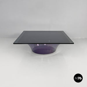 Coffee table in purple plexiglass and smoked glass, 1970s