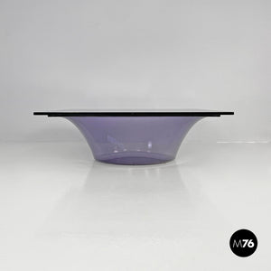 Coffee table in purple plexiglass and smoked glass, 1970s