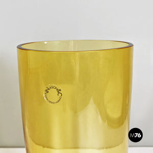 Yellow blown Murano glass vases by Carlo Nason, 1970s