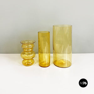 Yellow blown Murano glass vases by Carlo Nason, 1970s