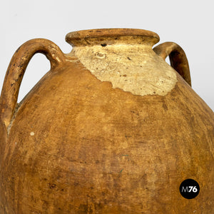 Terracotta jar vase with handles, 1950s
