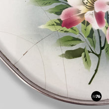 Load image into Gallery viewer, Tray with flowers in ceramic and metal, 1920s
