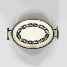 Load image into Gallery viewer, Tray with flowers in ceramic and metal, 1920s

