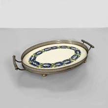 Load image into Gallery viewer, Tray with flowers in ceramic and metal, 1920s
