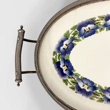 Load image into Gallery viewer, Tray with flowers in ceramic and metal, 1920s
