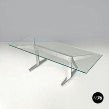 Load image into Gallery viewer, Coffee table in aluminum and glass top, 1970s
