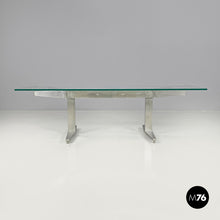 Load image into Gallery viewer, Coffee table in aluminum and glass top, 1970s
