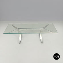 Load image into Gallery viewer, Coffee table in aluminum and glass top, 1970s
