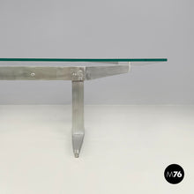 Load image into Gallery viewer, Coffee table in aluminum and glass top, 1970s
