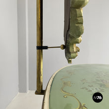 Load image into Gallery viewer, Console with mirror or petineuse in green decorated wood, 1950s
