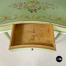 Load image into Gallery viewer, Console with mirror or petineuse in green decorated wood, 1950s
