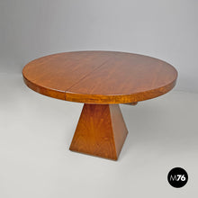 将图片加载到图库查看器，Round extensible wooden dining table Chelsea by Vittorio Introini for Saporiti, 1970s
