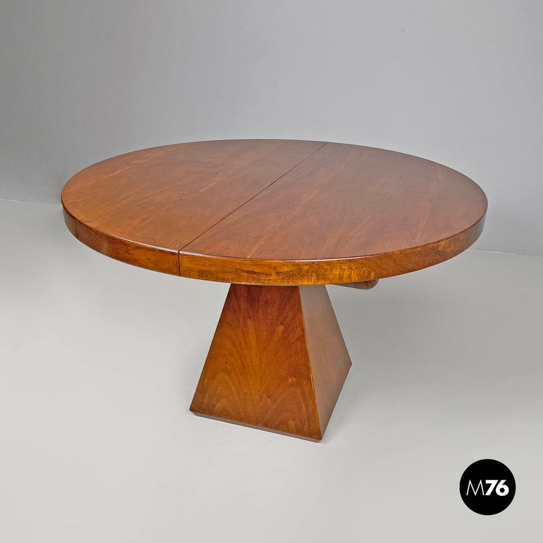 Round extensible wooden dining table Chelsea by Vittorio Introini for Saporiti, 1970s