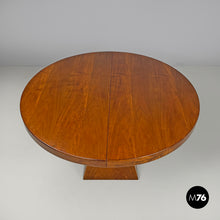 将图片加载到图库查看器，Round extensible wooden dining table Chelsea by Vittorio Introini for Saporiti, 1970s
