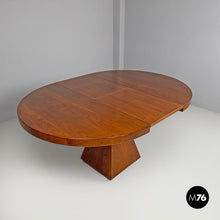 将图片加载到图库查看器，Round extensible wooden dining table Chelsea by Vittorio Introini for Saporiti, 1970s
