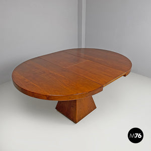 Round extensible wooden dining table Chelsea by Vittorio Introini for Saporiti, 1970s