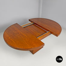 将图片加载到图库查看器，Round extensible wooden dining table Chelsea by Vittorio Introini for Saporiti, 1970s
