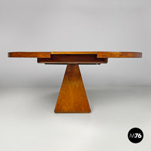 将图片加载到图库查看器，Round extensible wooden dining table Chelsea by Vittorio Introini for Saporiti, 1970s
