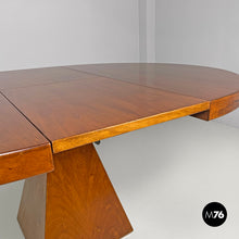 将图片加载到图库查看器，Round extensible wooden dining table Chelsea by Vittorio Introini for Saporiti, 1970s
