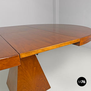 Round extensible wooden dining table Chelsea by Vittorio Introini for Saporiti, 1970s