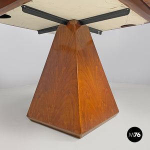 Round extensible wooden dining table Chelsea by Vittorio Introini for Saporiti, 1970s