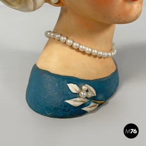 Ceramic head vases finely decorated and accessorized, first half of the 1900s