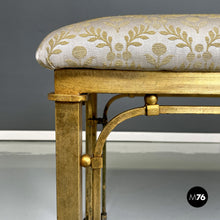 Charger l&#39;image dans la galerie, Golden floral fabric footrest or bench, 1980s
