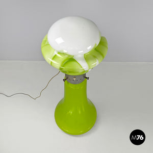 Floor lamp in green and white Murano glass, 1970s