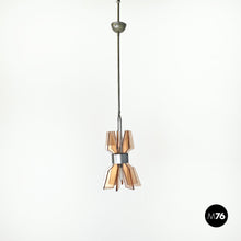 Load image into Gallery viewer, Chandelier in peach pink glass and metal, 1960s
