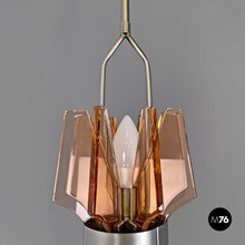 Load image into Gallery viewer, Chandelier in peach pink glass and metal, 1960s
