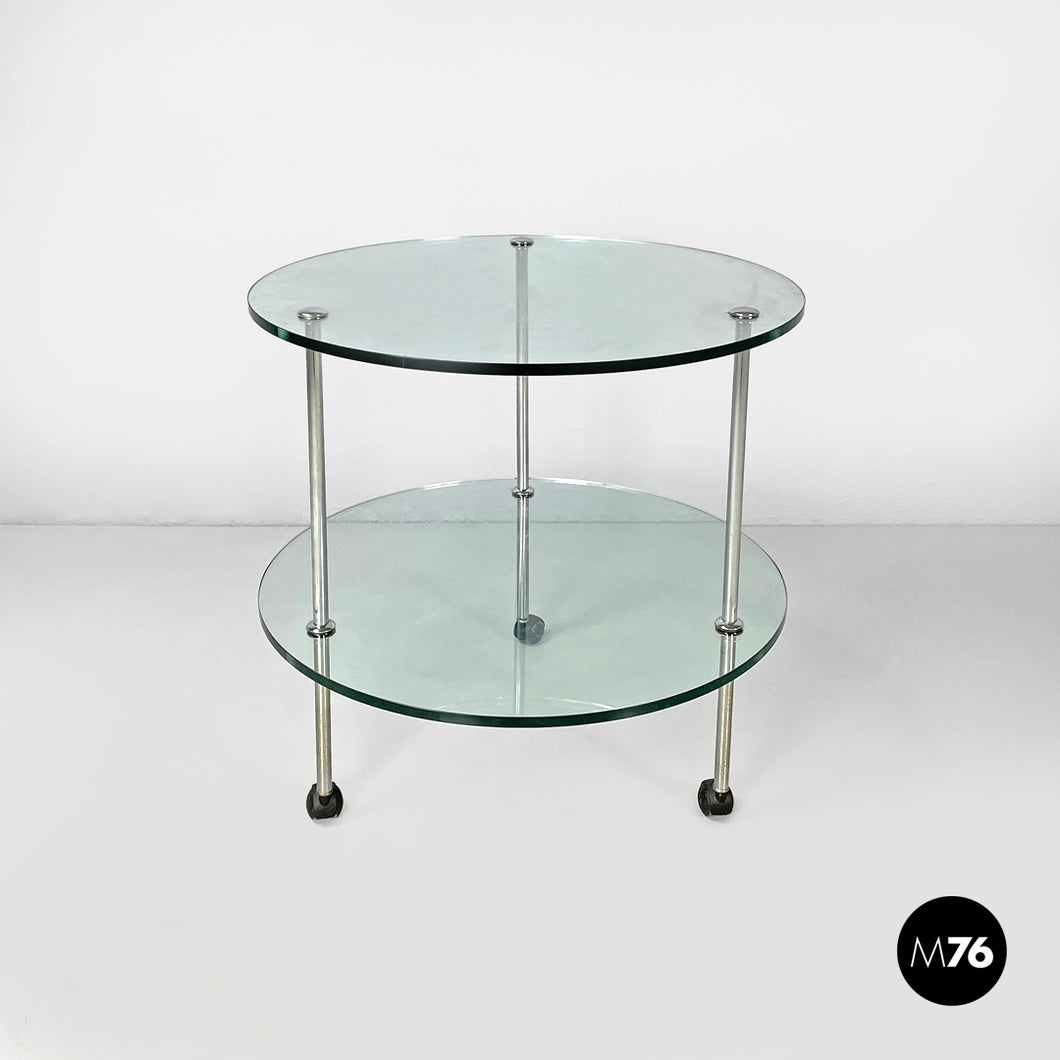 Cart T6 with two transparent glass shelves by Luigi Caccia Dominioni for Azucena, 1970s