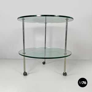 Cart T6 with two transparent glass shelves by Luigi Caccia Dominioni for Azucena, 1970s