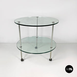 Cart T6 with two transparent glass shelves by Luigi Caccia Dominioni for Azucena, 1970s