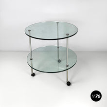 Charger l&#39;image dans la galerie, Cart T6 with two transparent glass shelves by Luigi Caccia Dominioni for Azucena, 1970s
