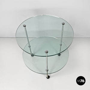 Cart T6 with two transparent glass shelves by Luigi Caccia Dominioni for Azucena, 1970s