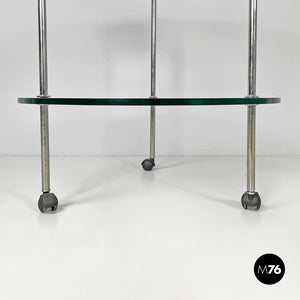 Cart T6 with two transparent glass shelves by Luigi Caccia Dominioni for Azucena, 1970s