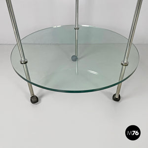 Cart T6 with two transparent glass shelves by Luigi Caccia Dominioni for Azucena, 1970s