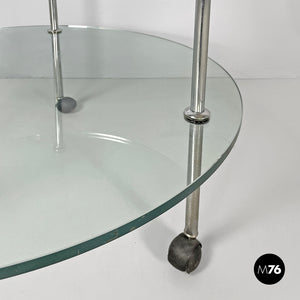 Cart T6 with two transparent glass shelves by Luigi Caccia Dominioni for Azucena, 1970s