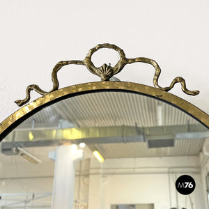 Brass wall mirror with bow, 1950s