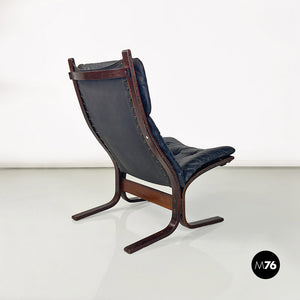 Wood and leather Siesta armchair by Ingmar Relling for Westnofa Vestlandske, 1970s