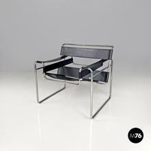 将图片加载到图库查看器，Black leather armchair Wassily or B3 by Marcel Breuer for Gavina, 1970s
