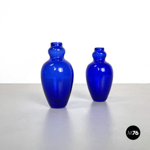 Blue Murano glass pair of vases by Venini, 1990s